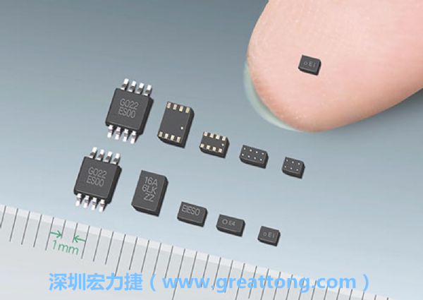 常規IC與WLP制作的封裝設計元件，尺寸有極大的差異，WLP僅需晶粒尺寸就有相同的電氣特性。