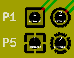 TOP層鋪鋪的狀態，到下方排pad為GND，連接GND Copper zone 都是設定Thermal relief Pad