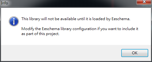 存檔離開(kāi)。它會(huì)提醒你，要增加library搜尋路徑， 不然無(wú)法在library browser 找到你的library 