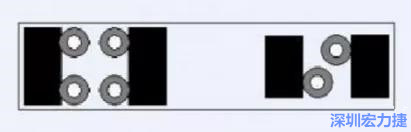 對于大尺寸的電容，比如板級濾波所用的鉭電容，推薦用圖中的安裝方法