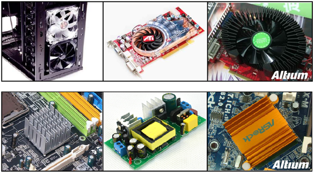 承載大電流的電路中功耗損失所產(chǎn)生的熱量應(yīng)梳離發(fā)熱器件以對抗溫升。大家都可能熟悉電腦處理器上使用的風(fēng)扇和散熱片。